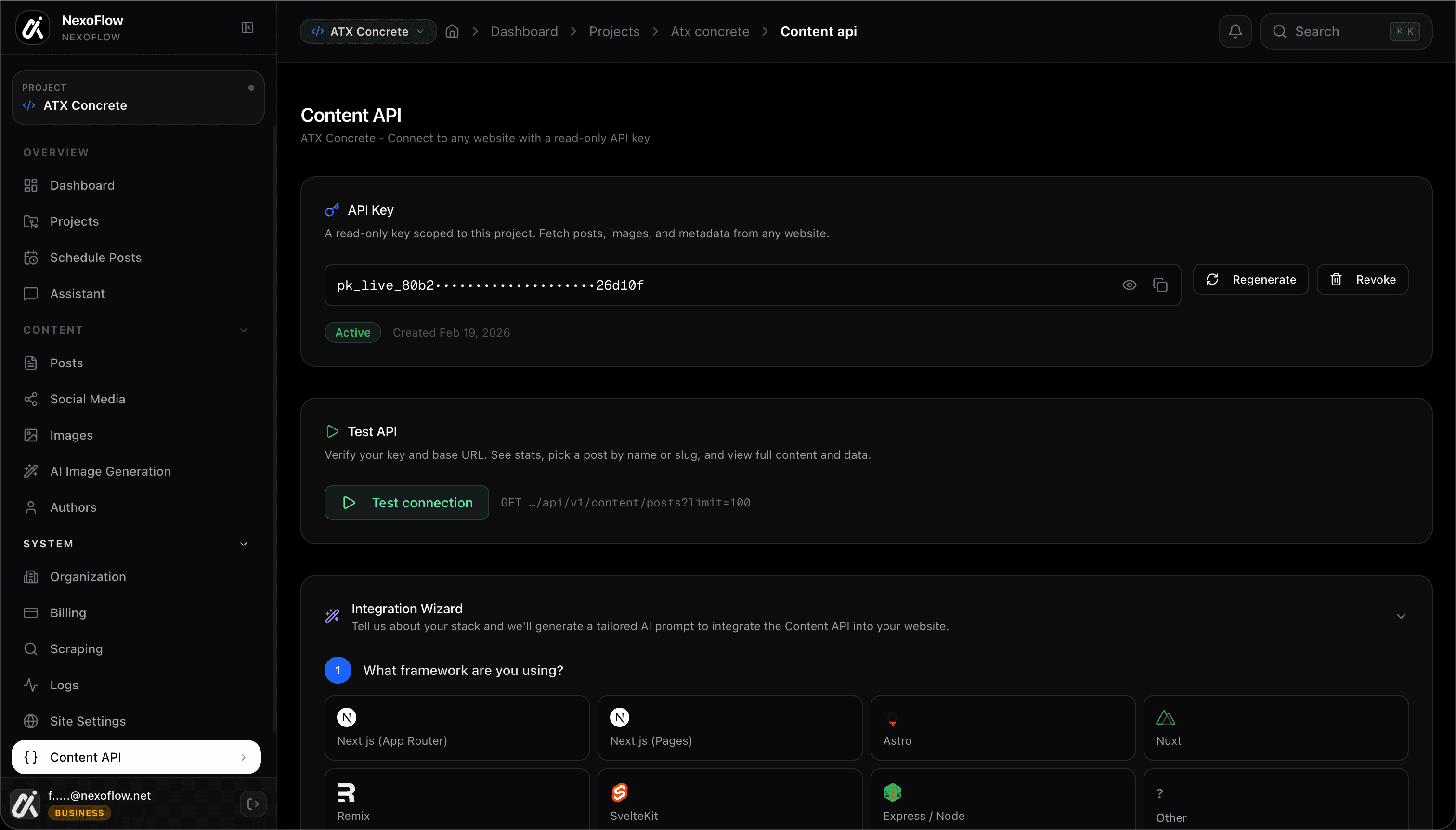 NexoFlow Content API and integrations